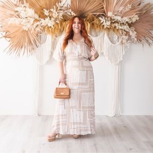 Neutral Short Sleeve Maxi Dress